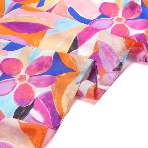 Stlvoll 27.5" Silk Neck Scarf of Women's Fashion Head Scarf Square Neck Satin Scarfs for Bag Hair Scarves Gift - color: Purple/Red/Orange/Blue