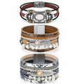 Inbagi 3 Pcs Western Turquoise Jewelry for Women Native American Jewelry White Turquoise Bracelet Bohemian Multi Layer Faux Leather Cowgirl Bracelet for Girls Women Silver Cuff Bangle - style: Gentle