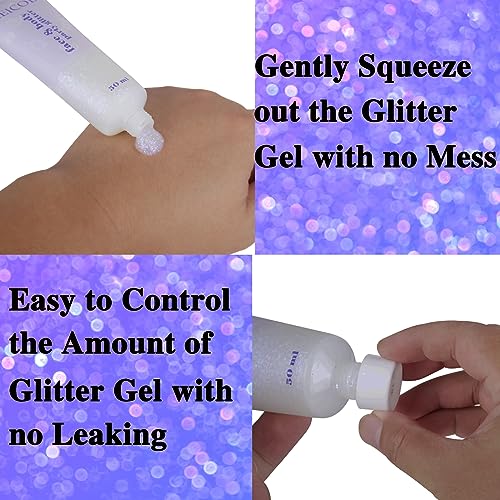 MEICOLY Sparkling Blue Body Glitter,Halloween Face Glitter,Color Changing Glitter Gel for Body,Face,Hair,Lip,Eye,Long Lasting Sequins Glitter Face Paint,Festival Party Glitter Makeup,50ml - color: color changing body glitter gel sparkling blue