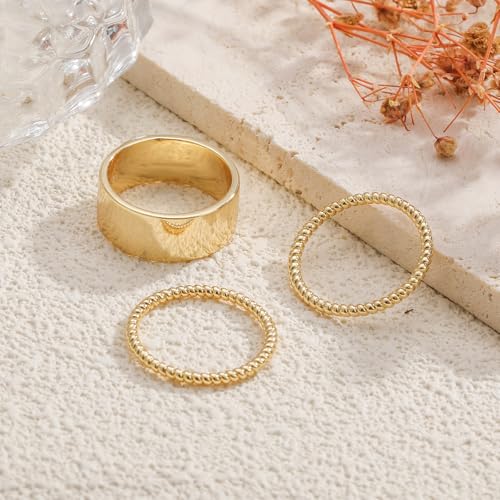 ZOERAY Gold Stackable Rings for Oura Ring Gen 4/Oura Ring Gen 3 Chunky 14K Gold Plated Rings for Women Non Tarnish Cubic Zirconia Twist Thumb Silver Ring Set Gold Band Jewelry for Women Size 6-10 - color: B.Gold Twist Rings