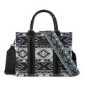 Wrangler Aztec Tote Bag for Women Boho Shoulder Purses and Handbags - color: Aztec Jet Black (Guitar Strap)