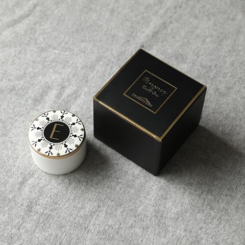 COLLECTIVE HOME - Monogram Jewelry Box, Bohemian Ceramic Trinket Box, Storage for Necklace Ring Bracelet Keys, Birthday Mother's Day Christmas Gift for Women, 3.25" x 2.5" (E) - color: E