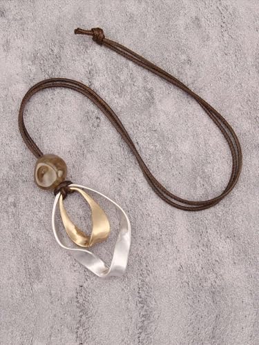 Jeilwiy Leather Necklace for Women Funky Necklace Choker String Cord Necklace with Pendant Boho Style Jewelry - style: Twisted Pendant Necklace