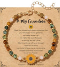 Sunflower Gifts for Women, Gifts for Women Bracelet, Symbol of Positivity Strength and Love, Inspirational Sunshine Jewelry, Birthday Christmas Thank You Gift, Friends Daughter Coworkers - style: Grandma