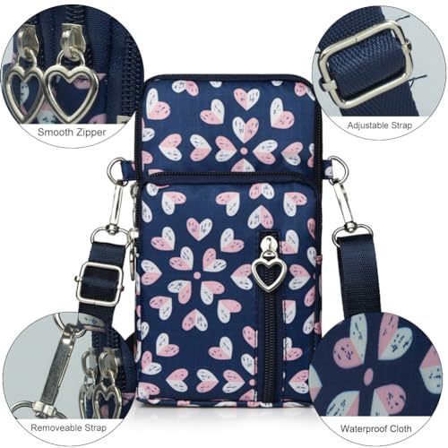 JANKS Small Crossbody Bag for Women - Mini Phone Purses with Crossbody Strap and Wallet - Nylon Arm Bag - color: C-burst With Joy