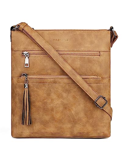 MASINTOR Crossbody Purses for Women, Multi Pocket Casual Crossbody Bag, Adjustable Strap Shoulder Bag with Tassel - color: Retro Millet Brown
