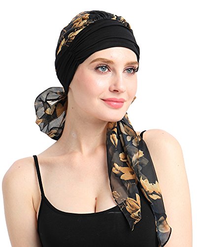 Chemo Headwear Turbans for Women Long Hair Head Scarf Headwraps Cancer Hats - color: Autumn Day