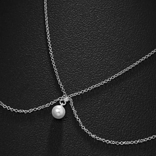 Back Chain Body Chain Jewelry for Summer Outfits Rhinestone Pendant Back Necklace for Backless Dresses - color: B2:Silver Back Chain