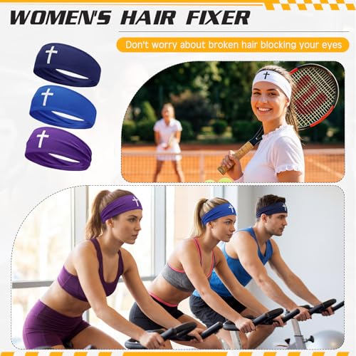 18 Pcs Sports Sweatbands for Men Women Camo Headbands Workout Non Slip Headbands Breathable Head Band Fitness Stretchy Unisex Hairband for Yoga Running Cycling Ball - color: Solid Color