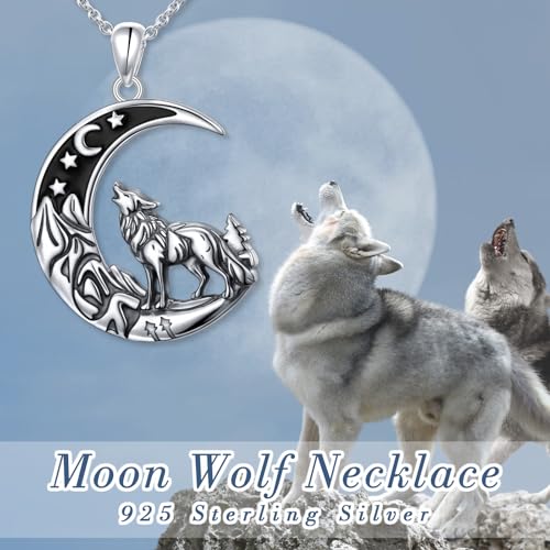 925 Sterling Silver Animal Necklaces Lion/Cat/Phoenix/Bunny/Koalas Necklace Adjustable Chain Animal Lover Pendant Jewelry for Women Men - style: Wolf