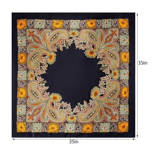 Pistha Head Scarf Bandana for Women, Satin Scarf for Hair, Large Square Silk Bandana Headscarf for Women and Men 35 Inch - style: Classic-black