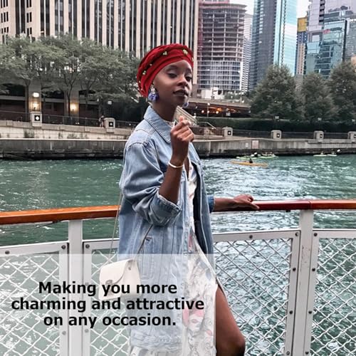 African Women Turban Caps Pre-Tied Twisted Turbans Head Scarf for Women Hair Wraps Cover Beanie Cancer Chemo Headwear - color: 1 Pack Twisted Braid: Gold Bead Burgundy