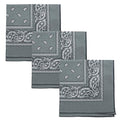 Motique Accessories Set of 3 Paisley Bandanas – 100% Cotton 22 Inch Head Scarf Neck Bandana Face Cover - color: Light Grey