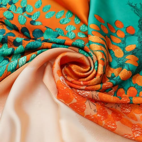 vimate 100% Large Silk Feeling Scarf-Women's Fashion Long Mulberry Silk Satin Neck Scarf Sunscreen Shawl Wrap Headscarf - color: Style 06