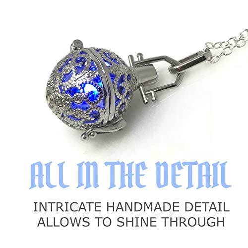 UMBRELLALABORATORY Steampunk FIRE Necklace - Pendant Glow Locket - Great Gifts for women, Mother, Father, cute magical Jewelry - color: Blue