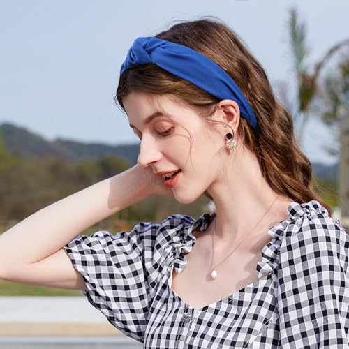 Knot Headband Blue Knotted Hair Bands Fashion Accessories for Women Girls Birthday Wedding Holiday Party Supplies - color: Royal Blue
