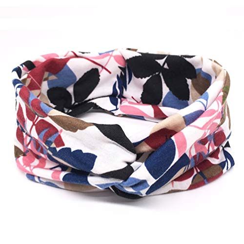 DRESHOW 6 Pack Headbands for Women Boho Headbands Vintage Flower Elastic Workout Yoga Sports Facial Knotted Crocheted Elastic Head Wrap - color: 6 Pack Boho Flower Printed