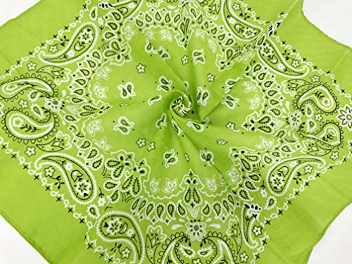 Single Pack Bandanas 60s Premium Cotton Soft Thin Handfeel Large Handkerchief for Men and Women - color: 1 Pack-lime Green
