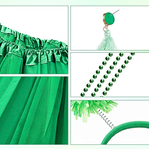 Hicarer 6 Pcs 4th of July Tutu Set Women Red White and Blue Accessories 250th Tutu Patriotic Costume Independence Day Favors - color: Green