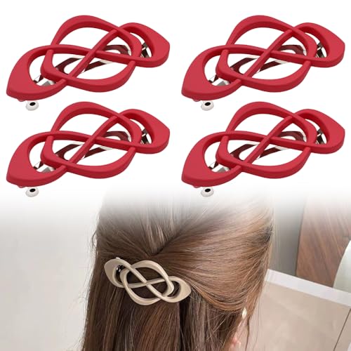 Vintage French Barrette Clips, 2025 New 4 Pack Hair Accessories for Women & Girls, Thick to Thin Hair (F) - color: F