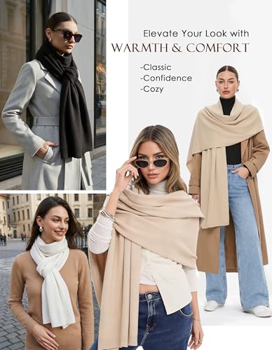 PULI Women's Pashmina Shawl Wraps for Evening Dress Large Scarf Blanket Long Wedding Bridal Winter Warm Shoulder Wrap - color: Barley Twist