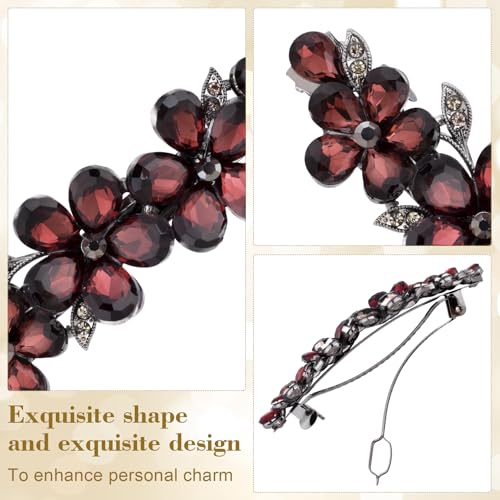 Joez Wonderful Rhinestone Hair Clips, Bridal Hair Accessories for Women, Sparkly Crystal Hair Pins, Fancy Hair Barrettes for Wedding, Bride, Long Hair (Red Flower, 1 Pcs) - color: Flower Red