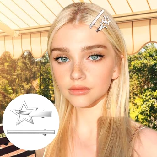 24pcs Cute Metal Hair Clips, 12 Styles Silver Hair Clip Alligator Barrettes, Rectangle Wavy Non-Slip 2000s Hair Accessories for Women Daily, Party