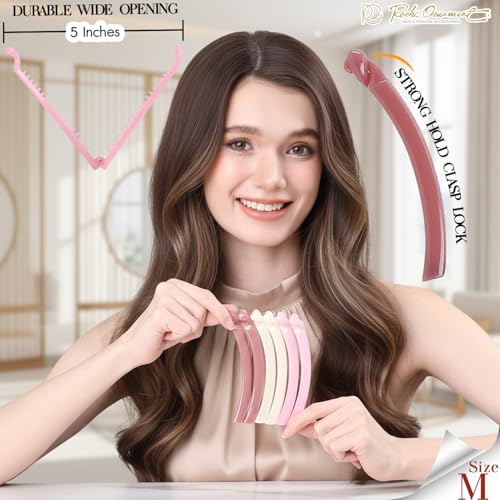 RC ROCHE 6 Pcs Banana Hair Clip Thin Hair Fine Ponytail Maker No Slip Small Claw for Women Secure Grip Jaw Clamp Cute Strong, Medium Cherry Blossom Kiss Collection - color: (Medium) Cherry Blossom
