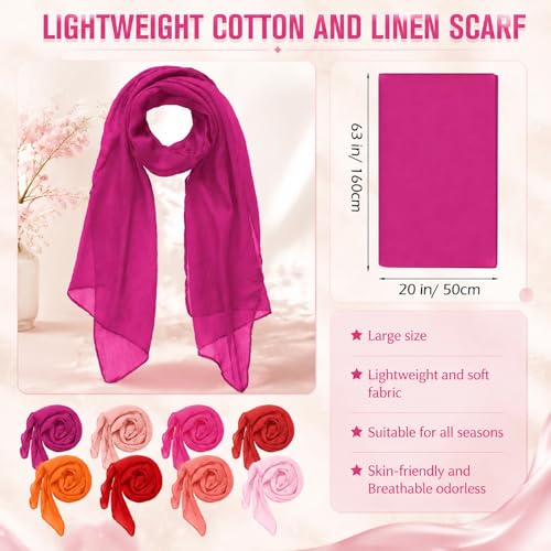 Patelai 9 Pieces Women's Cotton Scarves Lady Light Soft Fashion Solid Scarf Wrap Shawl, Candy Color - color: Charming