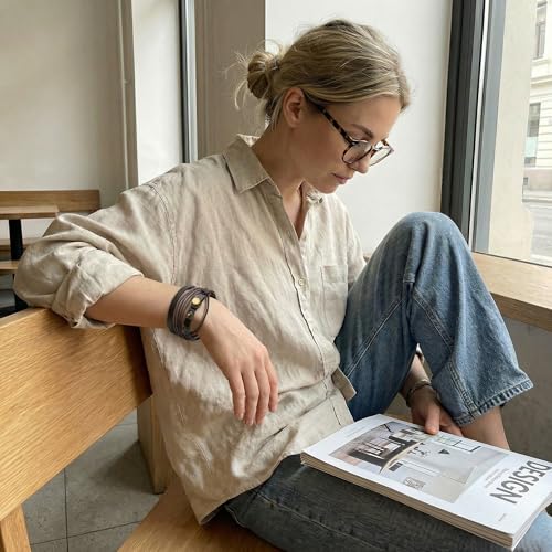 Leather Bracelet for Women and Men Handmade Vintage Adjustable Wrap Wrist Layered Fashion Accessory Unique Durable Stylish Everyday Unisex