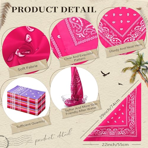 Suhine 24 Pcs Bandanas Bulk for Women Men 22 x 22 Inch Paisley Outdoor Headband Cowboy Handkerchief Summer - color: Bright Colors