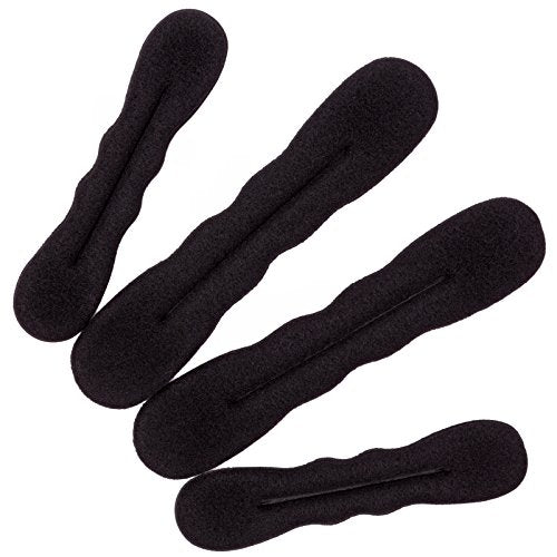 Beaute Galleria Magic 4 Pieces Black Foam Sponge Twist Shapers, Hair Bun Maker, Hair Donuts for Ballet Buns (2 Small, Large) - color: Black