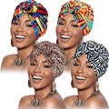 SATINIOR 4 Pieces African Pattern Headwrap Pre-Tied Bonnet Turban Knot Beanie Cap Headwrap Hat - style: Geometry Leopard Coffee Style