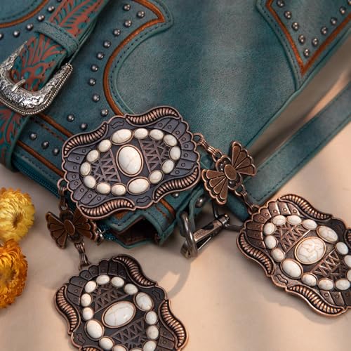 Montana West Rustic Couture's Large Western Concho Metal Belts for Women Cowgirl - color: Concho White