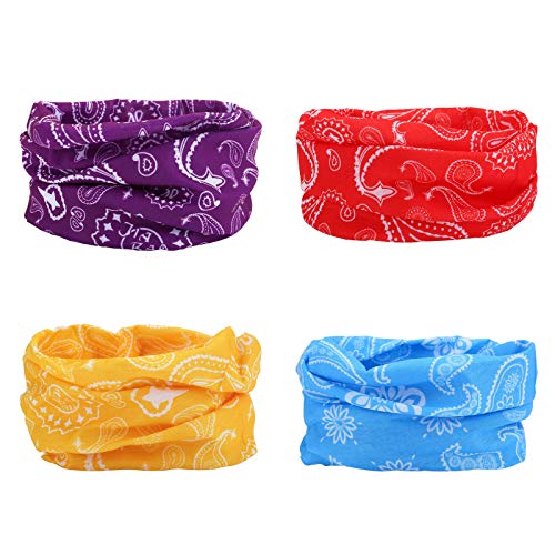 4 Cashew Flower Headband Bandana Balaclava Half Face Mask Shield Head Hair Scarf Neck Gaiter Hat Multipurpose For WoMen Men Breathable Reusable Washable Red Purple Blue Yellow - color: 4x Konjac Flower Color Mask