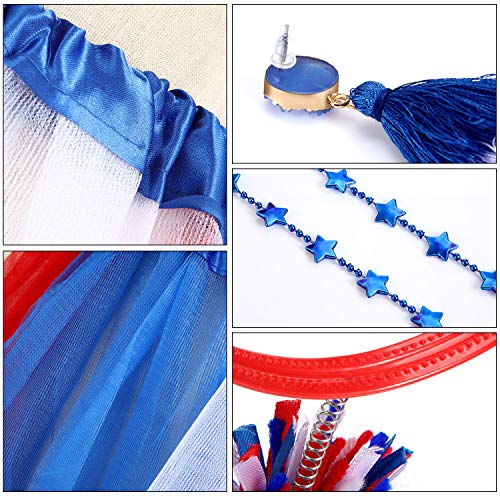 Hicarer 6 Pcs 4th of July Tutu Set Women Red White and Blue Accessories 250th Tutu Patriotic Costume Independence Day Favors - color: Red Blue White