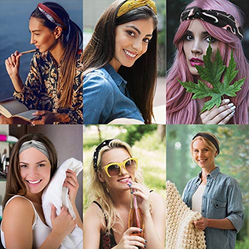 DRESHOW 16 Pack Turban Headbands for Women Elastic Back Twisted Hair Bands Face Vintage Cross Head Wrap Hair Accessories - color: 16 Pack: Striped, Polka Dot, Solid, Floral