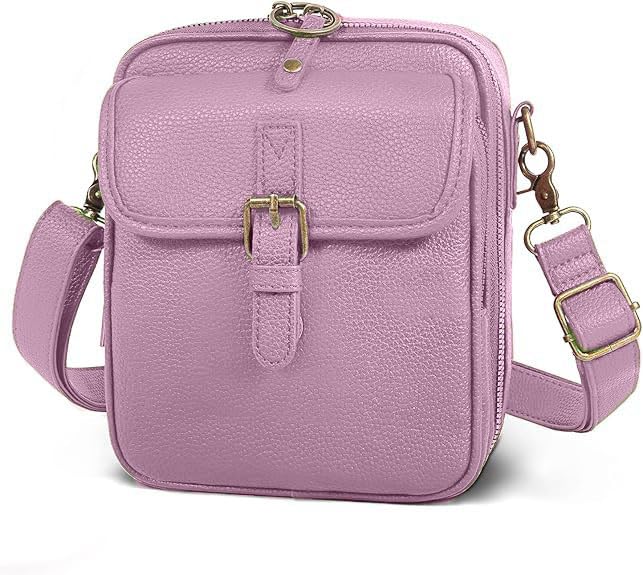 Leather Crossbody Bag for Women,Anti-Theft Messenger Bag with Large Capacity,Built-in Purse Card Slots Shoulder Sling Bag - color: Purple