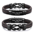 MEALGUET Men's Bracelets Gifts for Men - Brown Braided Leather Infinity Knot Bracelets Engraved Love Massage for Son Man Husband Boyfriend, Mens Bracelet Jewelry Gift for Birthday Valentine's - style: *** Customized it ***