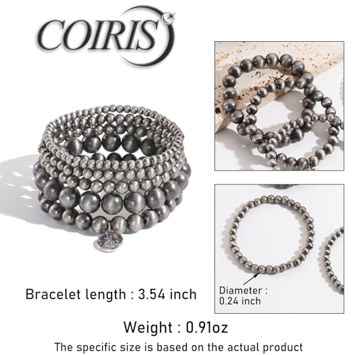 Coiris 5 Pcs Navajo Pearls Bracelet for Women Turquoise Boho Vintage Montana Western Bracelets Native American Jewelry - style: Navajo Pearls