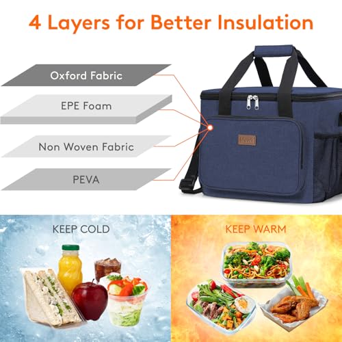 Lifewit Large Lunch Bag, Insulated Lunch Box, Soft Cooler Cooling Tote for Adult Men Women, Dark Blue 40-Can (24L) - color: Dark Blue, size: Jumbo(24L)