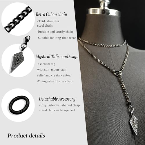 18K Gold Plated Knight's Shield Slip Chain for Women - color: Black, size: 39''