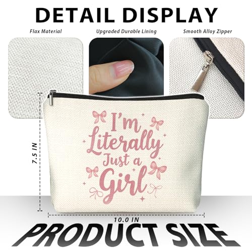 Coquette Pink Bow Girly Makeup Bag, Preppy Aesthetic Cosmetic Bags for Women, Coquette Preppy Gifts for Women, Girly Stuff, Pink Zipper Makeup Pouch - color: 01- pink(02)