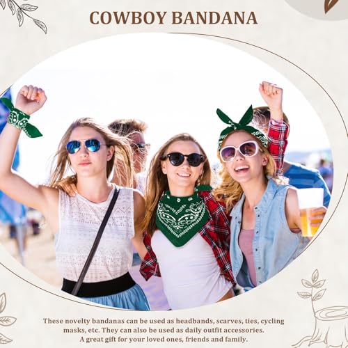 12 Pack Bandanas Unisex Paisley Cowboy Bandanas Bulk Multi Purpose Headband Scarf for Men Women Costume - color: Dark Green, style: Classic