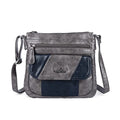 Angelkiss Small Womens Crossbody Bag Leather Shoulder Purse for Women Hobo Bag with Adjustable Shoulder Strap - color: Grey/Blue