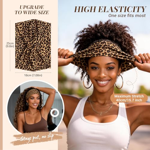 Awumbuk Wide Headbands for Women, 7.08 Inch Thick Boho Turban Style Hair Wraps, Non-Slip Moisture-Wicking Workout Headband for Sports, Yoga, Daily Fashion, 8 Pack Multi Colors (Brown) - color: Brown