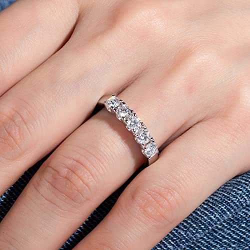 Moissanite Eternity Rings Wedding Bands D Color VVS1 Clarity Round Brilliant Cut 925 Sterling Silver 5/6 Stones Anniversary Band Rings for Women with Certificate - color: 5 Stones