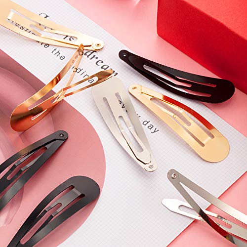 WILLBOND 30 Pieces 3.1 Inch Large Metal Snap Hair Clips Nonslip Barrettes Women Hair Accessories(Gold, Silver, Black) - color: Gold, Silver, Black, style: Minimalist