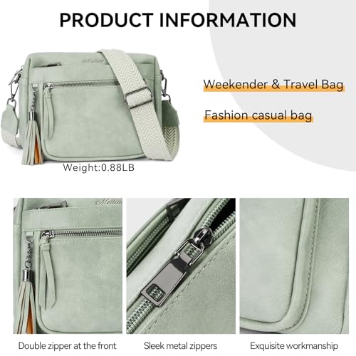 MEITRUE Crossbody Bags for Women, Vegan Leather Crossbody Purse Trendy Multi Pockets Shoulder Handbag with Tassel - color: 04-green