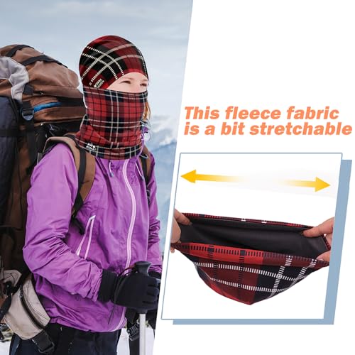 WK IEASON Winter Thermal Fleece Hat Scarf Set for Men Women Warm Windproof Cap Neck Warmer Fleece Beanie Scarf Set for Skiing - color: Colorful Squares
